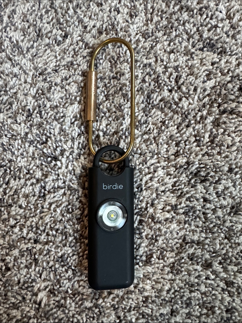Birdies Black Keychain LED Light with Gold Carabiner